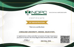 Chrisland University Receives NDPC Certificate of Registration