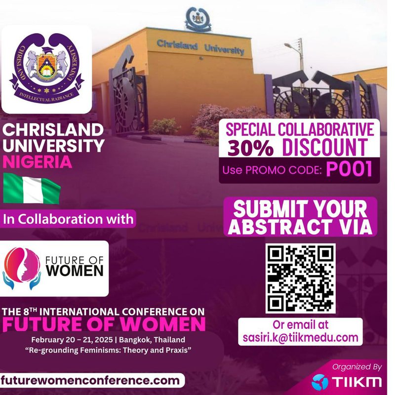 Chrisland University Collabore with The International Institute of Knowledge Management (TIIKM) To host the 8th International Conference on the Future of Women